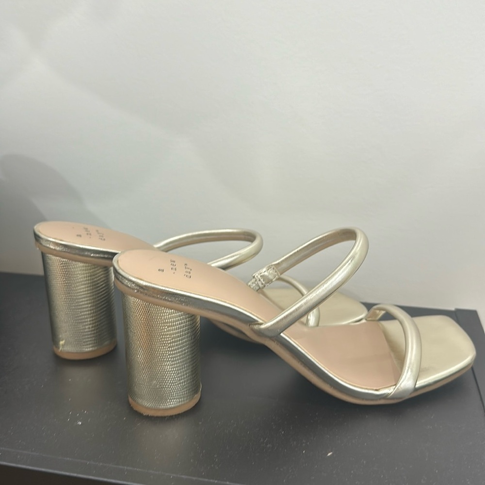 Women’s gold heeled strappy sandal